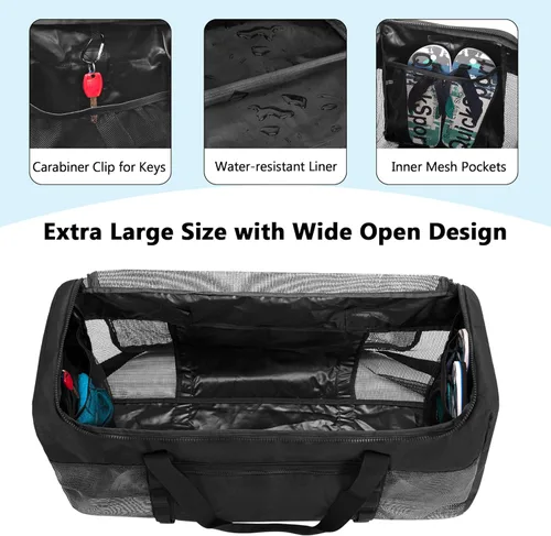 Miniatura 2 de Fasrom Bolsa de lona XL de malla para equipo de buceo, bolsa deportiva de gran tamaño para esnórquel, natación, artículos de playa y gimnasio