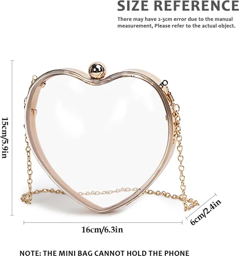 Miniatura 2 de LAKSMI Bolsos de mano de noche de acrílico transparente para mujer, con forma de corazón, lindo bolso con correa de cadena