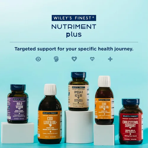 Miniatura 6 de Wiley's Finest Wild Alaskan Fish Oil Vitamina K2 y D3 cápsulas blandas – 500 mg de omega-3 EPA y DHA para apoyo a la salud ósea y cardíaca – 60