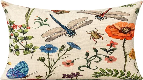 Miniatura 2 de All Smiles Juego de 2 fundas de almohada lumbares de 12 x 20 pulgadas, para exteriores, verano, primavera, jardín, flores, decoración de granja