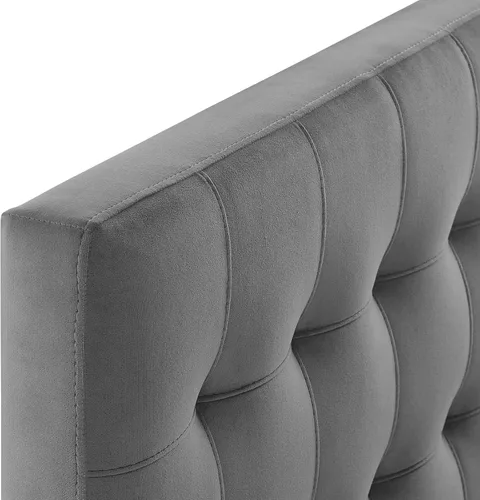 Miniatura 4 de Modway Lily Biscuit - Cabecero de terciopelo con estilo capitoné para cama individual, color gris