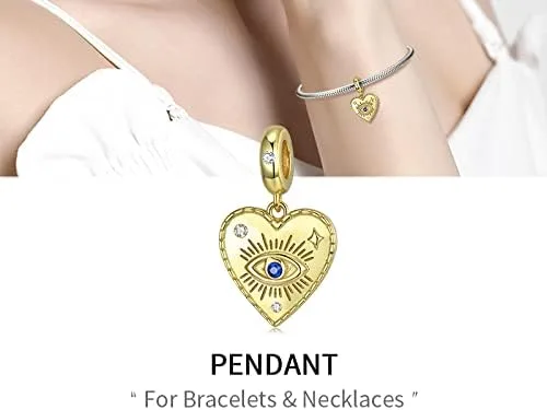 Miniatura 3 de AIEGNOS Dijes de Hamsa de mal de ojo para pulsera, collar de plata de ley 925, cuentas de mal de ojo de Fátima para manos de serpiente europea