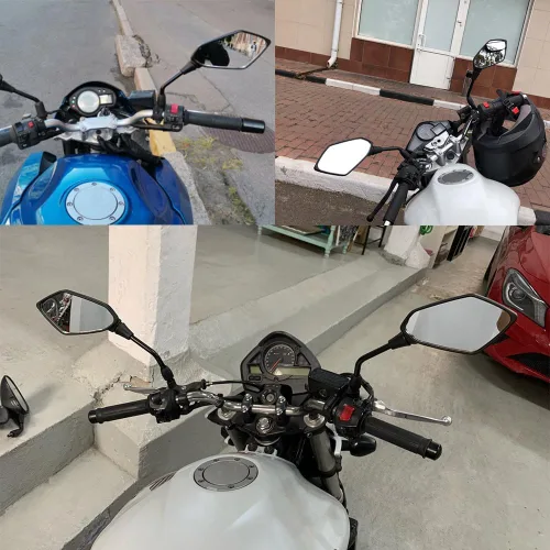 Miniatura 3 de KaftKO Espejos de motocicleta, para Y-AMAHA MT125 MT01 MT03 MT25 YBR-125 YZF-R15 XT660 Espejo lateral para manillar de motocicleta, 0.315 in, 0.394