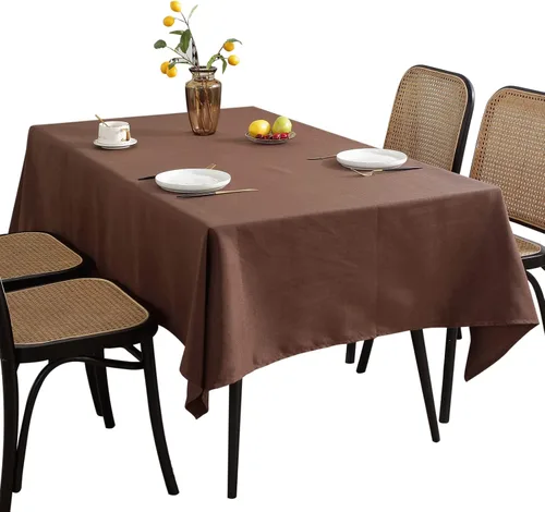 Miniatura 11 de Jeloris Mantel rectangular de lino de algodón, impermeable y a prueba de derrames, estilo nórdico, suave y resistente a las arrugas, mantel de tela