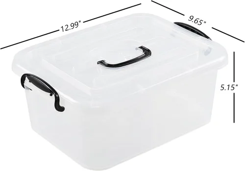 Miniatura 2 de Quickquick - Caja de plástico de 8 L con asa, contenedores de cierre de almacenamiento con asas, transparente, 2 paquetes