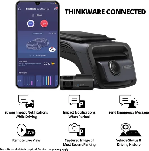 Miniatura 6 de THINKWARE U3000 4K Dash Cam delantera y trasera 2CH STARVIS 2 Sensor visión nocturna súper visión para cámara de coche 5GHZ WiFi GPS Radar modo