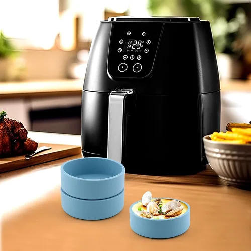 Miniatura 4 de Molde de huevo para freidora de aire, paquete de 3, tazas de silicona para mordeduras de huevo, 3.94 pulgadas de diámetro x 1.38 pulgadas de alto, 6