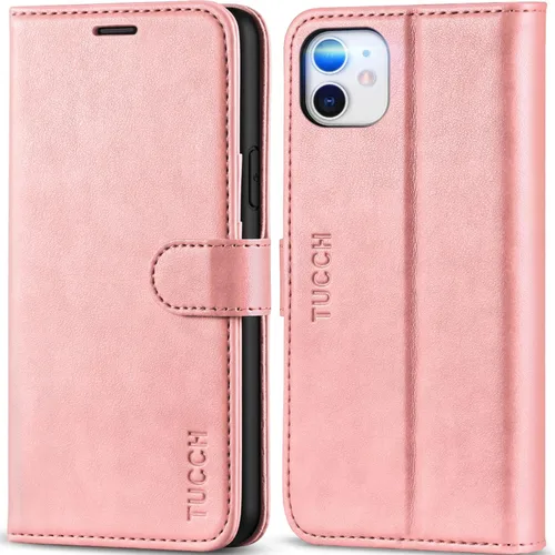 Miniatura 20 de TUCCH Funda tipo cartera para iPhone 11, [con bloqueo RFID] ranuras para tarjetas, soporte, cierre magnético, funda protectora de piel sintética
