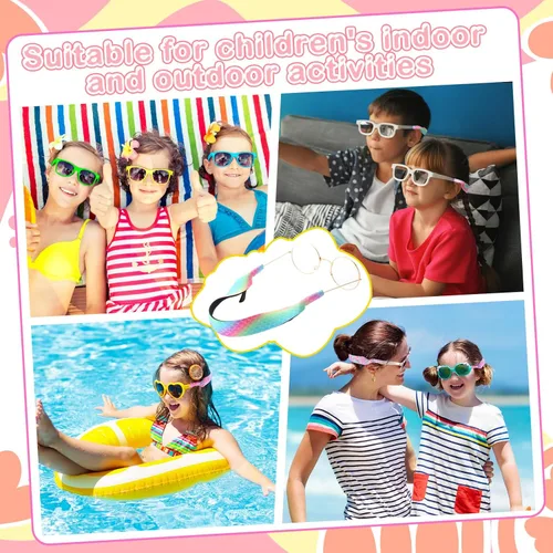Miniatura 5 de 6 piezas de correa ajustable para lentes de sol para niños, retenedor de gafas de sol flotantes, de neopreno, para deporte, para gafas de sol