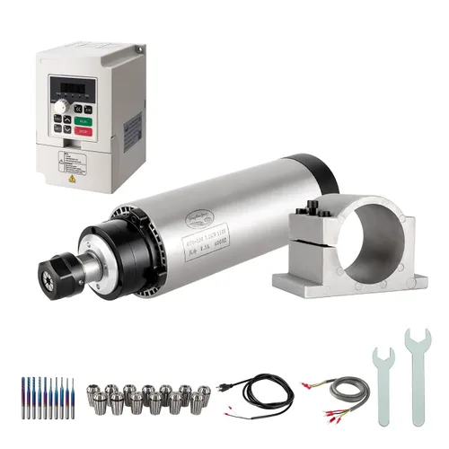 Miniatura 9 de Kits de motor de husillo CNC, 110 V 800 W 0.8KW husillo refrigerado por aire CNC husillo +110 V 0.75 KW VFD+Φ65mm montaje de abrazadera+juego