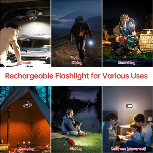 Miniatura 6 de Luz de trabajo magnética recargable, luz de trabajo LED de 400 lm con reflector y proyector COB, 5 modos, tiempo de ejecución de 3 a 7 horas