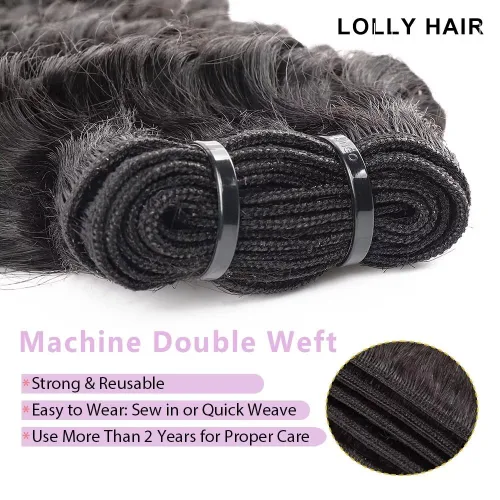 Miniatura 4 de Manojos de cabello humano ondulado profundo de 12, 14, 16 pulgadas, paquetes de ondas de agua, 100% sin procesar, 10A, cabello humano virgen