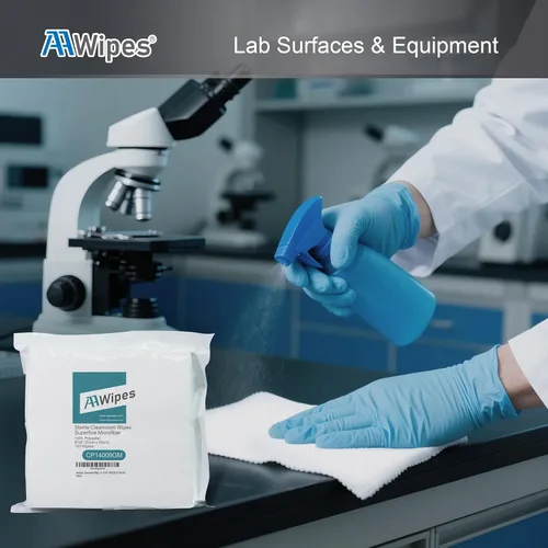 Miniatura 5 de AAwipes Toallitas estériles para salas limpias de 9 x 9 pulgadas, 140 GSM, limpiaparabrisas de microfibra de poliéster esterilizado EO, bolsa de 150
