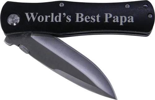 World's Best Papa - Cuchillo de bolsillo plegable, gran regalo para el día del padre, cumpleaños o regalo de Navidad para papá, abuelo, abuelo, papá