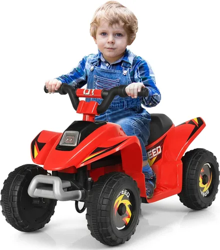 Miniatura 8 de HOMGX - Cuatrimoto para niños, mini cuádruple eléctrico con ruedas antideslizantes, 4 ruedas alimentadas por batería de 6 V para niños con 2 Blanco