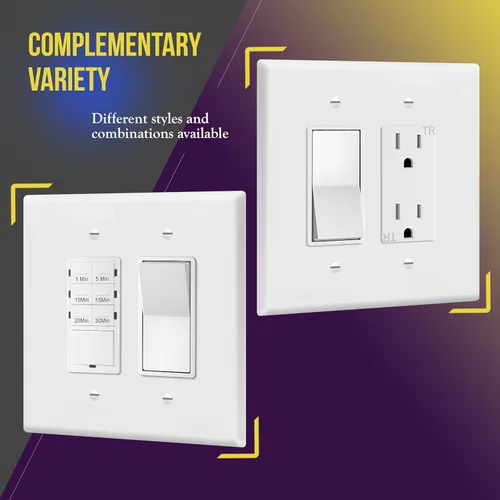 Miniatura 3 de ENERLITES - Cubierta decorativa de interruptor doble, placa de pared de dos salidas, 2 bandas de gran tamaño, 5.50 x 5.50 pulgadas, termoplástico