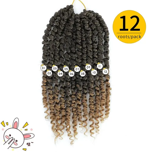 Miniatura 3 de Fulcrum Cabello Passion Twist de 10 pulgadas, 8 paquetes de cabello de ganchillo Passion Twist para mujeres negras, cabello pretrenzado de ganchillo