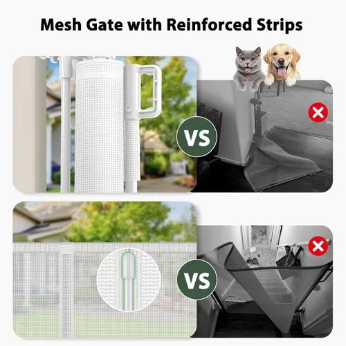 Miniatura 5 de Puerta retráctil extra ancha para perros de 250 pulgadas, puertas retráctiles reforzadas de 20 pies para bebé, puerta extra ancha para perros, Blanco