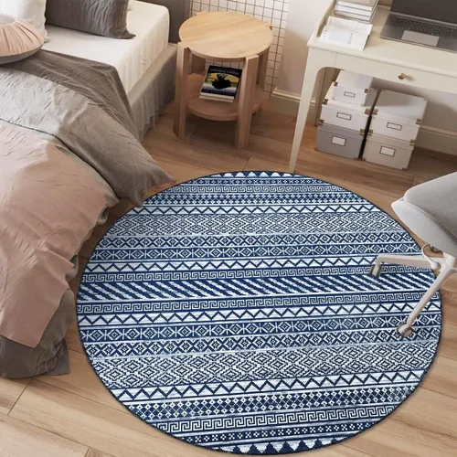 Miniatura 18 de Zacoo Alfombra bohemia para pasillo de 2 x 6 pies, alfombra geométrica de pelo bajo, antideslizante, resistente a las manchas, para cocina, marino