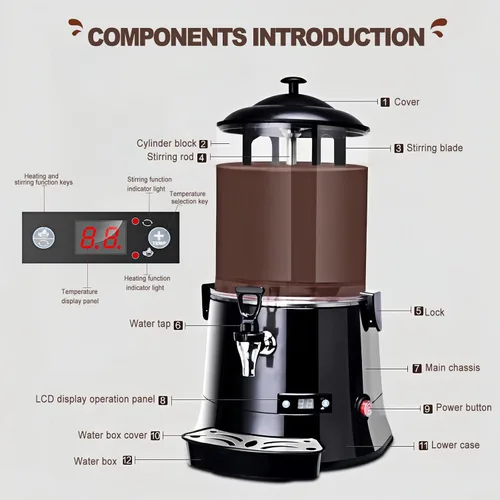 Miniatura 3 de Dispensador De Chocolate Caliente, Máquina Comercial Para Fundir Chocolate, Temperatura Ajustable, Pantalla De Temperatura Led, Con Cuchilla