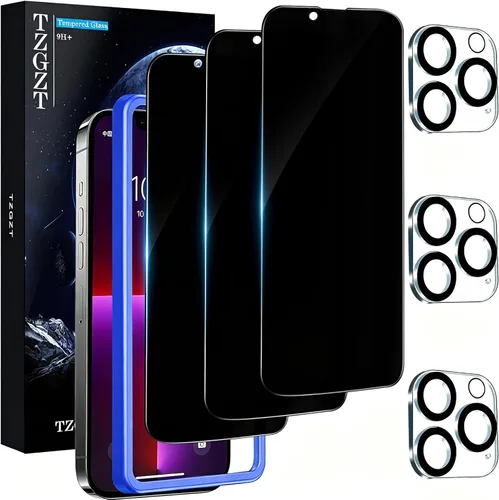 Miniatura 13 de TZGZT [True 9H+ Irrompible] Paquete de 3 para Protector de Pantalla iPhone 13 Película de Vidrio Templado, con Paquete de 3 Accesorios Protector