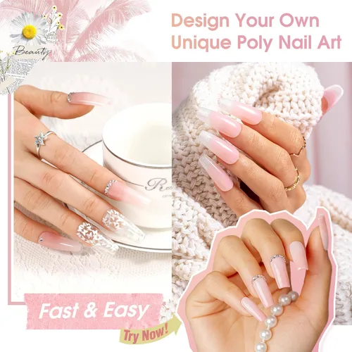Miniatura 5 de ROSALIND Pink Poly Gel de uñas de 2 onzas, gel de extensión de polietileno nude para uñas natural constructor de uñas, gel rosa, extensión
