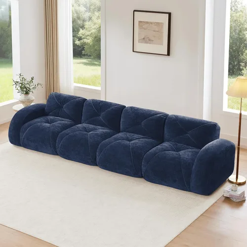 Sofás modulares modulares de 140.9 pulgadas para sala de estar, sofá moderno de terciopelo sin hueso, no requiere montaje, cómodo sofá sin hueso con