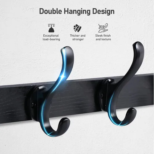 Miniatura 6 de Tatub Perchero de pared de 29 pulgadas con estante, ganchos de pared de madera con almacenamiento, estante de entrada con 5 perchas para baño, sala