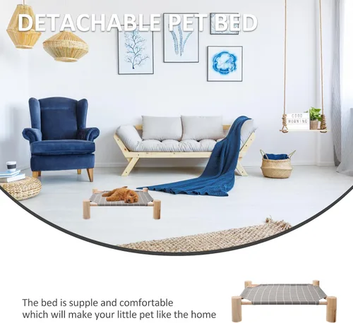 Miniatura 3 de OUNONA Detachable Washable Pet Bed Small Raised Dog Sleeping Bed Breathable Outdoor Cat Hammock Suitable for Seasons