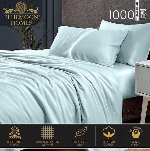 Miniatura 73 de Bluemoon Homes Sábanas de Algodón Egipcio Twin - Juego de Sábanas de 4 Piezas, Juego de Ropa de Cama de 1000 Hilos, Suave y Lujoso Juego de Sábanas