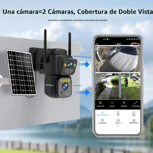 Miniatura 2 de LETSCEE Cámaras de seguridad de doble lente inalámbricas para exteriores, cámaras solares para seguridad en el hogar, detección de movimiento