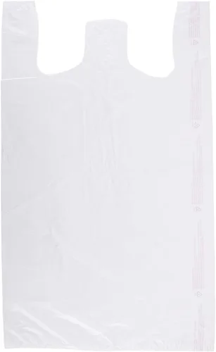 SSWBasics Bolsas grandes de plástico blanco para camisetas (caja de 500) – 18 x 8 x 30 pulgadas – perfectas para restaurantes, tiendas de