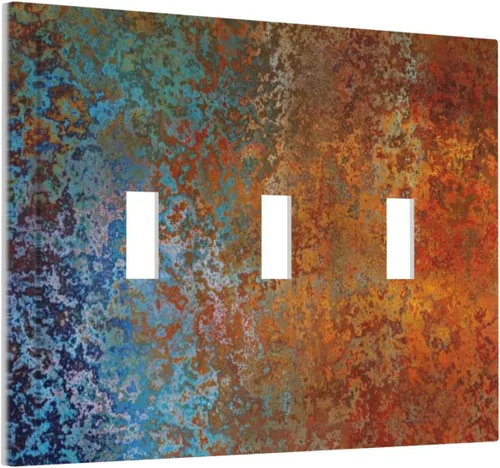 Miniatura 127 de Placa Decorativa de Pared Beige Boho de Mediados de Siglo Sol Abstracto 1-Gang Retro Años 70 Arte Geométrico Moderno con Arco Eléctrico Interruptor