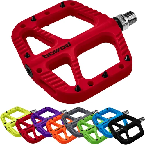 Miniatura 12 de Pedales MTB Pedales planos de bicicleta de montaña para adultos, pedal de plataforma de bicicleta compuesto de nailon ligero y ancho con pasadores