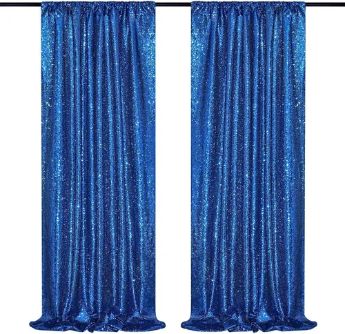 Miniatura 30 de Cortinas con lentejuelas doradas, 2 unidades de 2 x 8 pies, con brillantina, telón de fondo para bodas Rojo