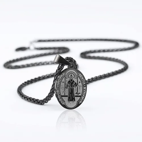 Miniatura 77 de P. BLAKE Collar ovalado de San Cristóbal, Miguel, José, Jude/Virgen María/José/Francisco/Patrick/Anthony/Benedict/Thomas para hombres y mujeres