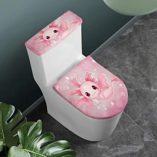 Miniatura 9 de Flashideas Juego de cubierta para tanque y tapa de inodoro con estampados de patas de perro coloridas - Elástico, se adapta a la mayoría de tanques