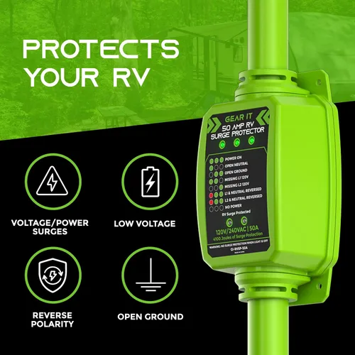 Miniatura 3 de GEARit Protector de sobretensiones RV de 50 AMP - Analizador de circuito, protector/monitor de voltaje con protección contra sobretensiones