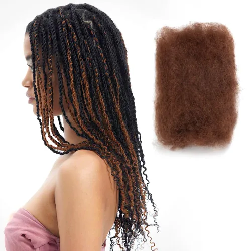 Miniatura 14 de FASHION IDOL Afro Kinkys - Cabello humano a granel para extensiones de rastas, reparación de Loc, trenzado, giro apretado, cabello humano afro