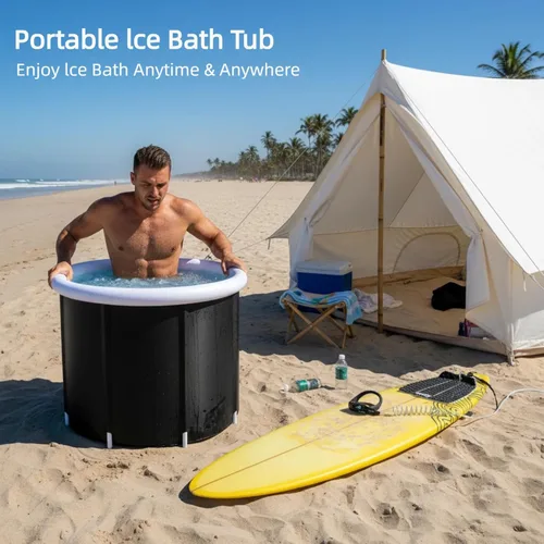 Miniatura 5 de Bañera de hielo para atletas y adultos, bañera fría de 105 galones con cubierta aislada, baño de hielo inflable para recuperación y terapia de agua