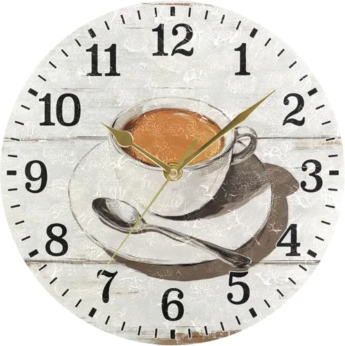 Miniatura 62 de JUNZAN Reloj de bañera con vino romántico espumoso y velas, reloj de pared silencioso de 10 pulgadas, pequeño reloj redondo, decoración de cocina