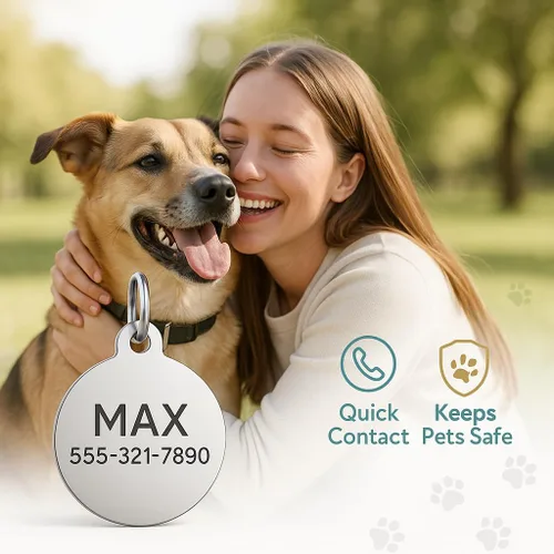 Miniatura 7 de Etiquetas de identificación personalizadas de acero inoxidable para mascotas de Dr. Fremont's, etiquetas para gatos y perros con texto personalizado