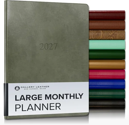 Miniatura 142 de Gallery Leather Agenda Mensual Grande 2025-2026, Elegantemente Encuadernada Planificador de Calendario y Cuaderno con Elegantes Bordes Dorados, 18
