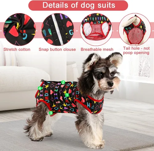 Miniatura 3 de Etdane Pañales para perros, bragas sanitarias, camisas de período fisiológico, trajes de recuperación quirúrgica para perros machos y hembras