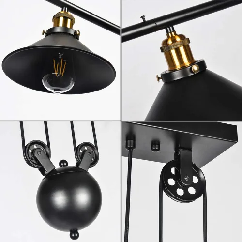 Miniatura 5 de Lámpara colgante de 3 poleas de luz, luz de isla para interiores, lámpara industrial rústica vintage ajustable para sala de juegos, mesas de 7 6