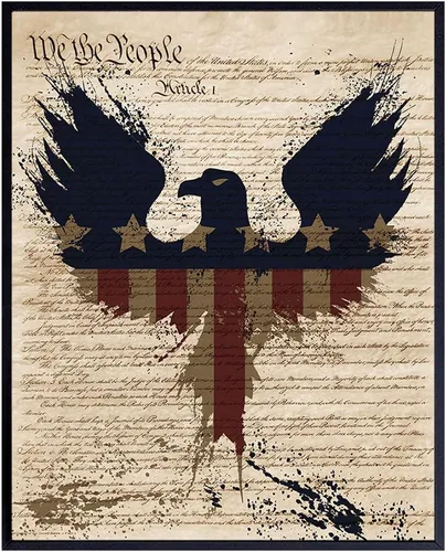 Arte de Pared Diccionario American Pride - Póster de la Constitución de EE.UU. de 8X10 para Decoración de Oficina o Hogar - Regalo Patriótico para