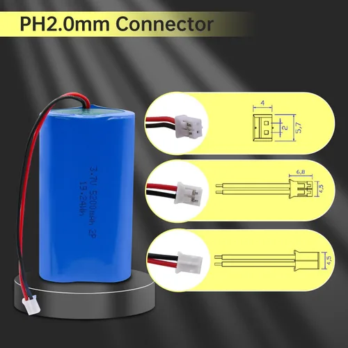 Miniatura 2 de Paquete de baterías recargables de iones de litio de 3.7V 5200mAh-19.24Wh con conector PH2.0mm de 3.7 voltios para altavoces Bluetooth, electrónica