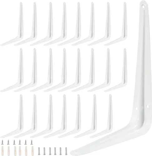 Miniatura 10 de ZOENHOU 4 soportes plegables para estantes de 10 pulgadas, soportes plegables de metal resistente de 176 libras con tornillos, estantes colgantes