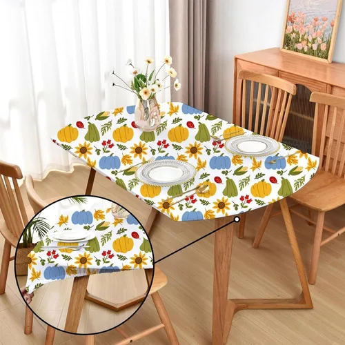 Miniatura 22 de Mantel ajustado blanco con elástico para mesas plegables de 48x48 pulgadas, manteles lavables y elásticos de elastano para mesas de cartas, manteles