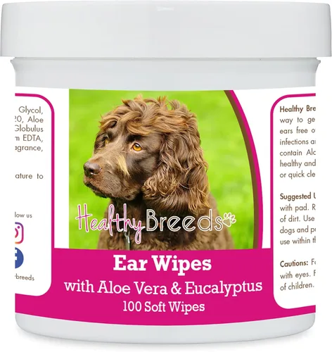 Miniatura 130 de Healthy Breeds Pastor alemán, silla de montar, toallitas de limpieza de oídos con aloe y eucalipto para perros, 100